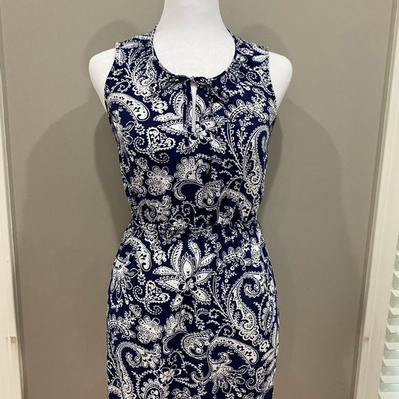 LOFT Blue Sheath Midi Dress Sleeveless Halter - Picture 1 of 3